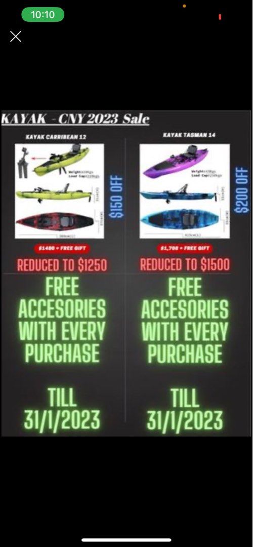 Brand New Kayak with Free Accesories for Sale, Sports Equipment, Fishing on  Carousell