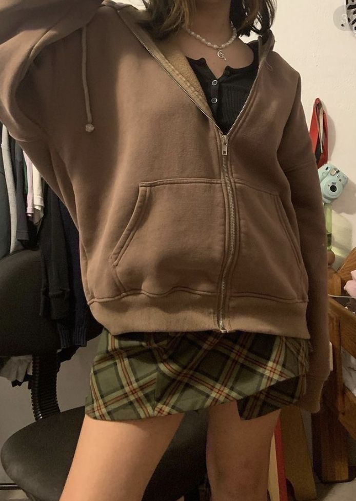 Authentic Brandy Melville Brown Christy Hoodie Jacket (Pinterest Girl