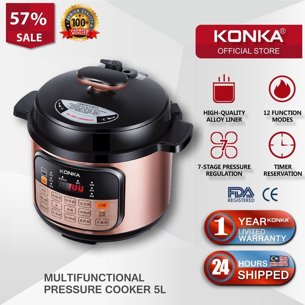Check out KONKA Smart Electric Digital Pressure Cooker 5L Rice Cooker 1000W [50RM Coupon Ends