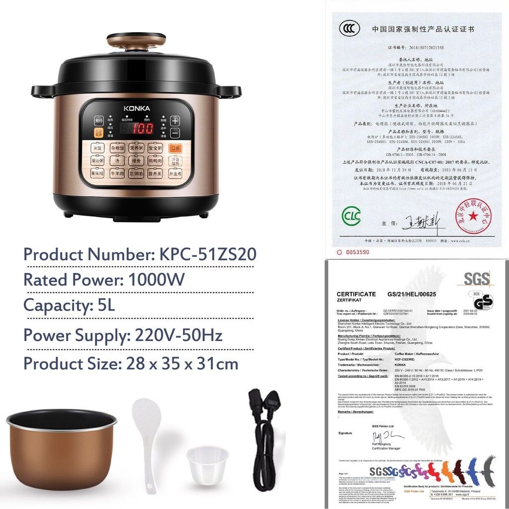 Check out KONKA Smart Electric Digital Pressure Cooker 5L Rice Cooker 1000W [50RM Coupon Ends