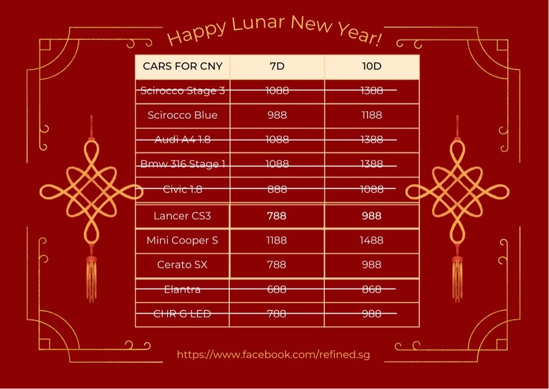 chinese new year car rental package