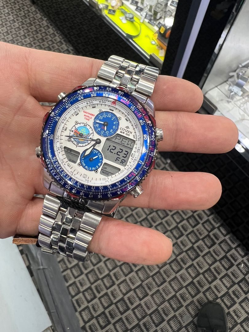 CITIZEN NAVIHAWKワールドタイム Blue impulse 腕時計詳細は写真をご覧