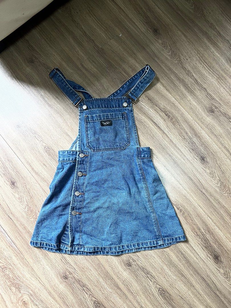 SALE denim dress pretty cute girls kids skirt blue top jeans button Babies Kids Babies Kids Fashion on Carousell