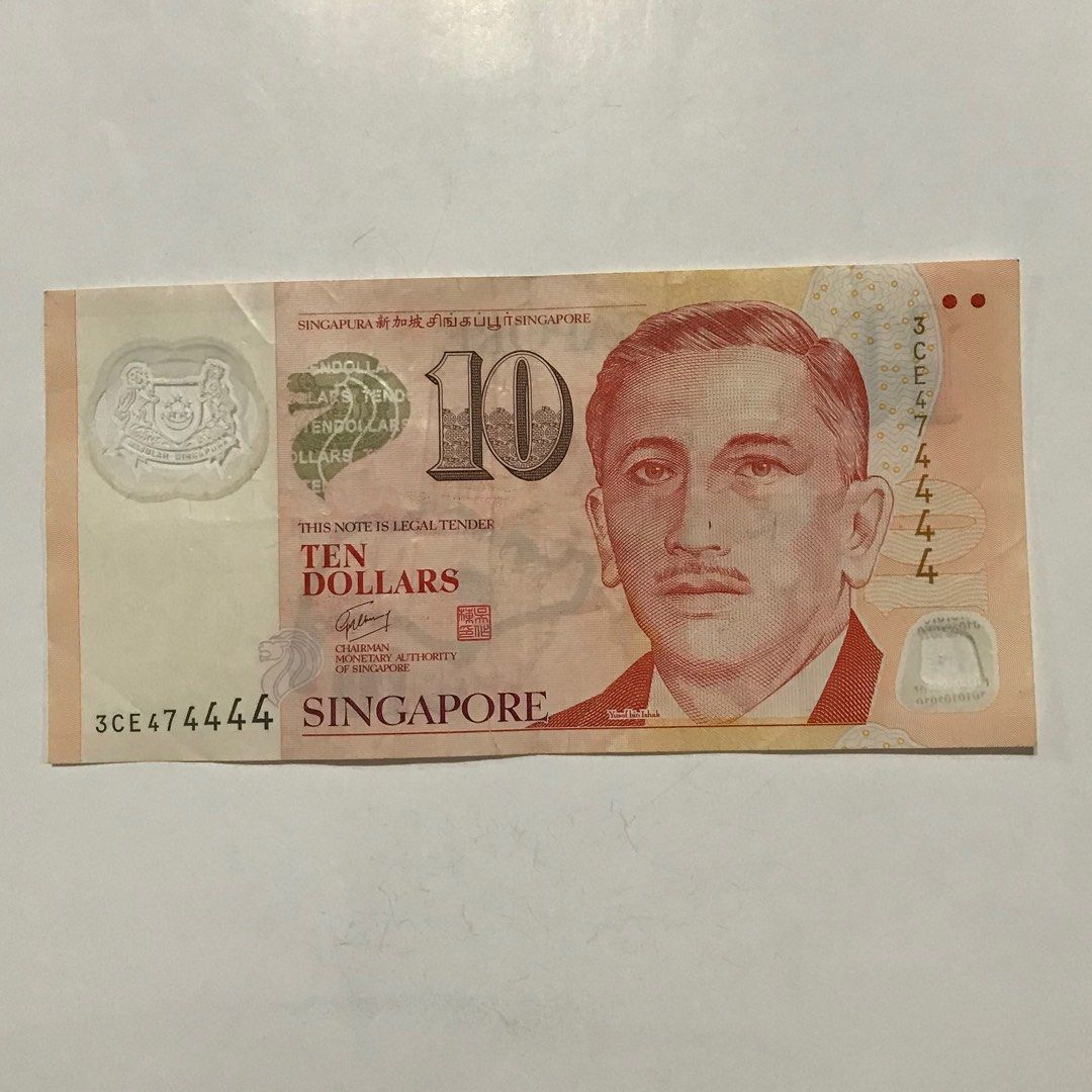 Special Offer {Collectible Item - Banknote} Authentic Serial Number  3CE474444 TEN DOLLARS Singapore Portrait (Polymer)