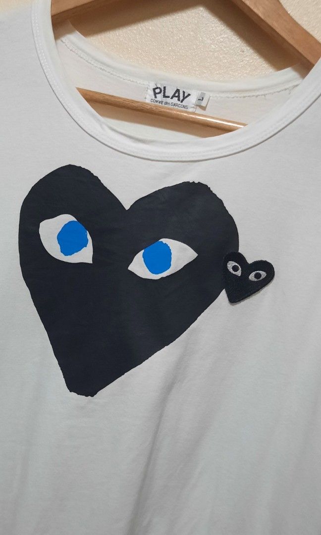 CDG Play Blue Eyed Black Heart T-Shirt