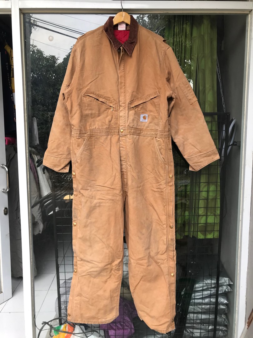 Carhartt Mens Loose Fit Washed Duck Insulated Coverall, Carhartt Brown