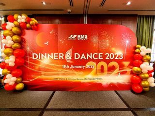 Dinner and Dance Corporate Event Backdrop Setup