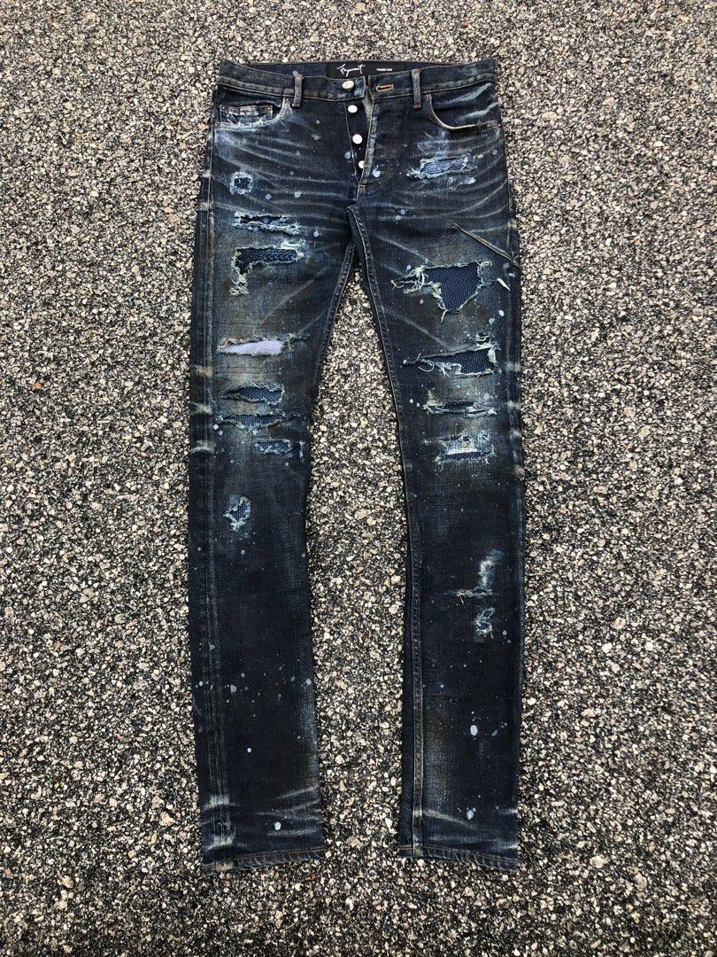 Fagassent paint clearance splatter distressed jeans