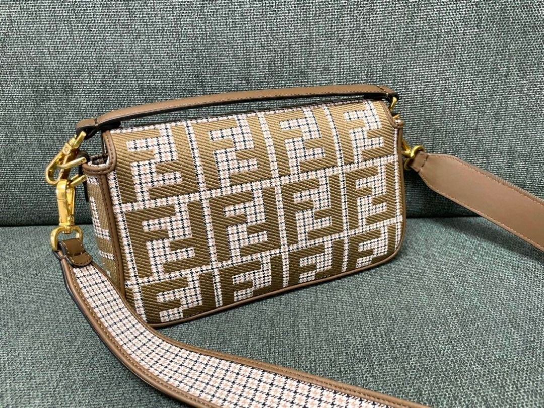 Fendi jacquard medium underarm baguette sling crossbody shoulder