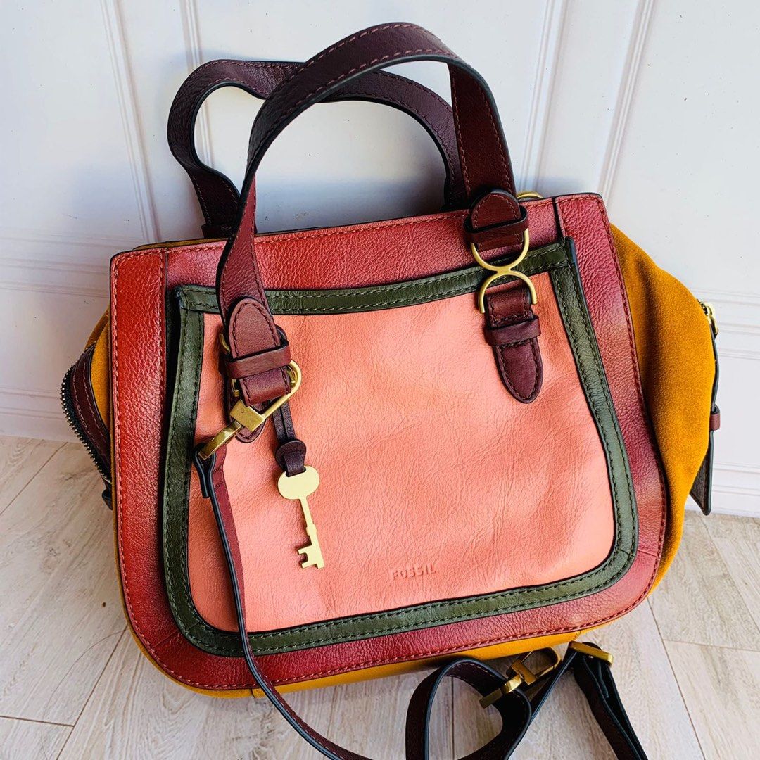 Fossil brooke satchel pink multi
