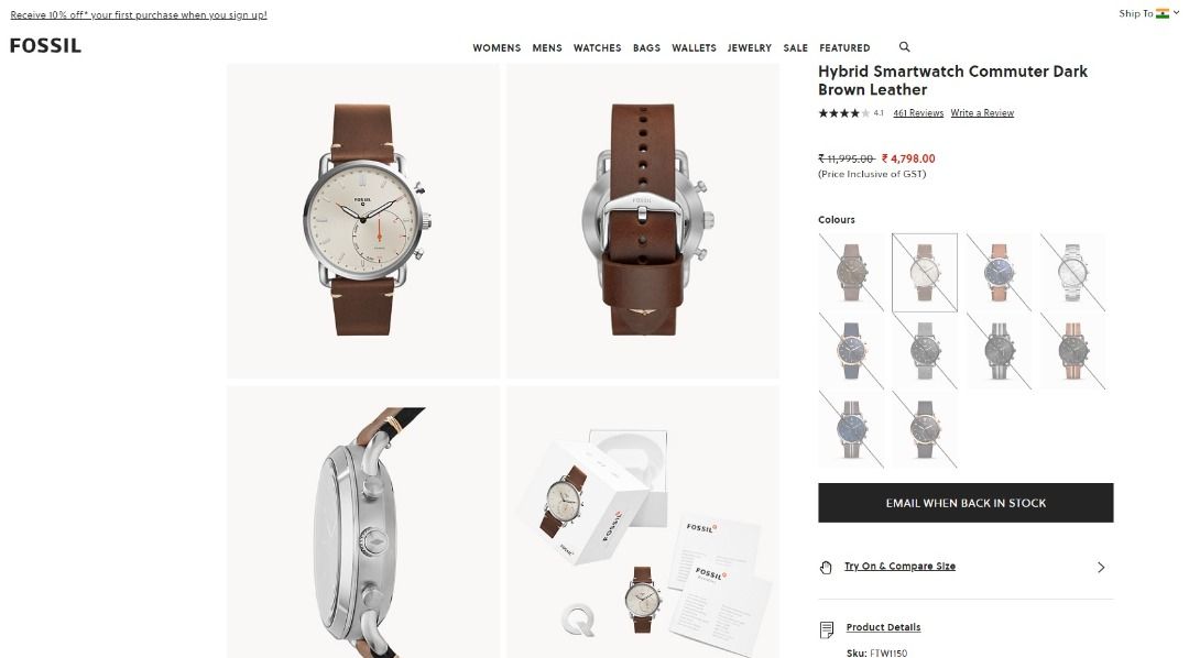 Fossil ftw deals 1150