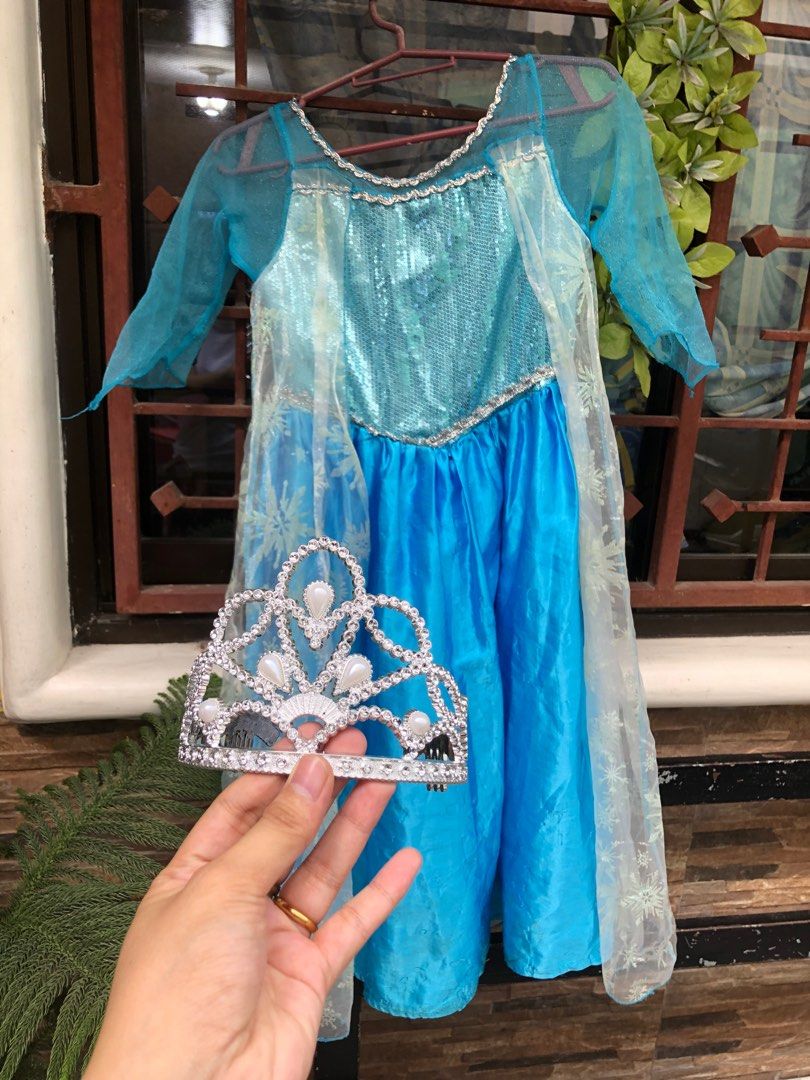 Frozen Elsa Costume with Crown, Babies & Kids, Babies & Kids Fashion on
