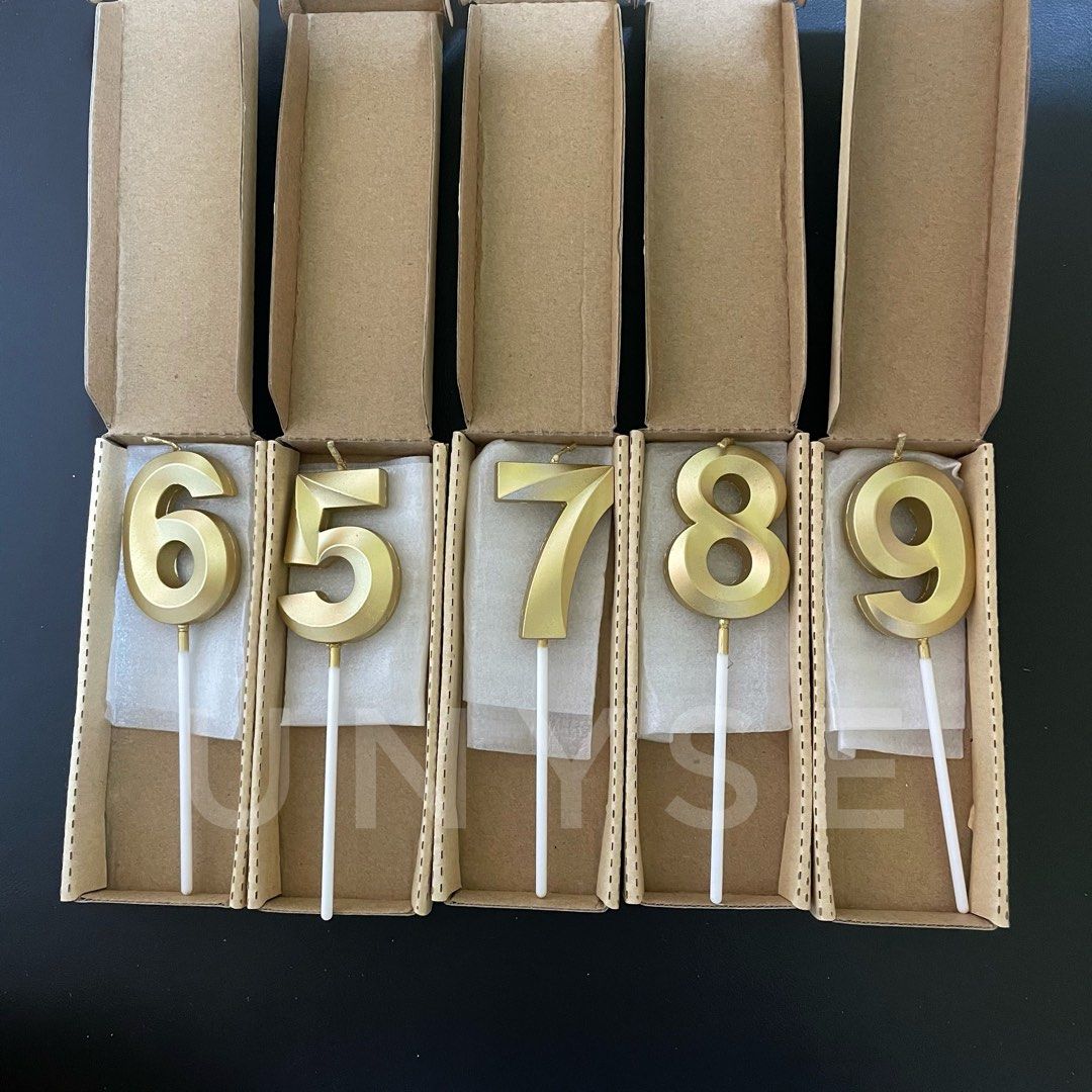 Gold Number Candles Happy Birthday 0 1 2 3 4 5 6 7 8 9 Cake Toppers