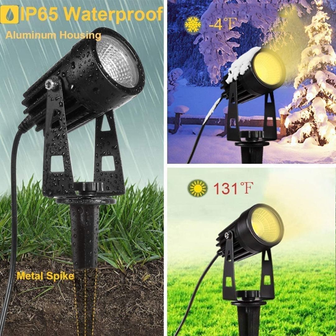 GreenClick Garden Spike Lights Mains Powered, 4 Pack 12V Garden