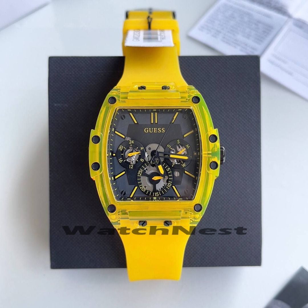 Watch Quartz Carousell Multifunction Yellow Silicone Case Yellow GW0203G6, Phoenix Guess on Watches Luxury,