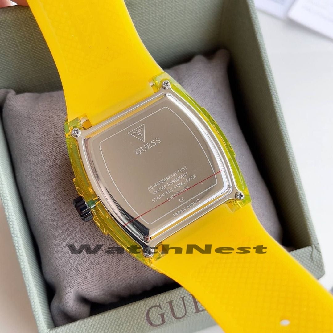 Guess Phoenix Multifunction Quartz Watch Yellow Case Yellow Silicone  GW0203G6, Luxury, Watches on Carousell