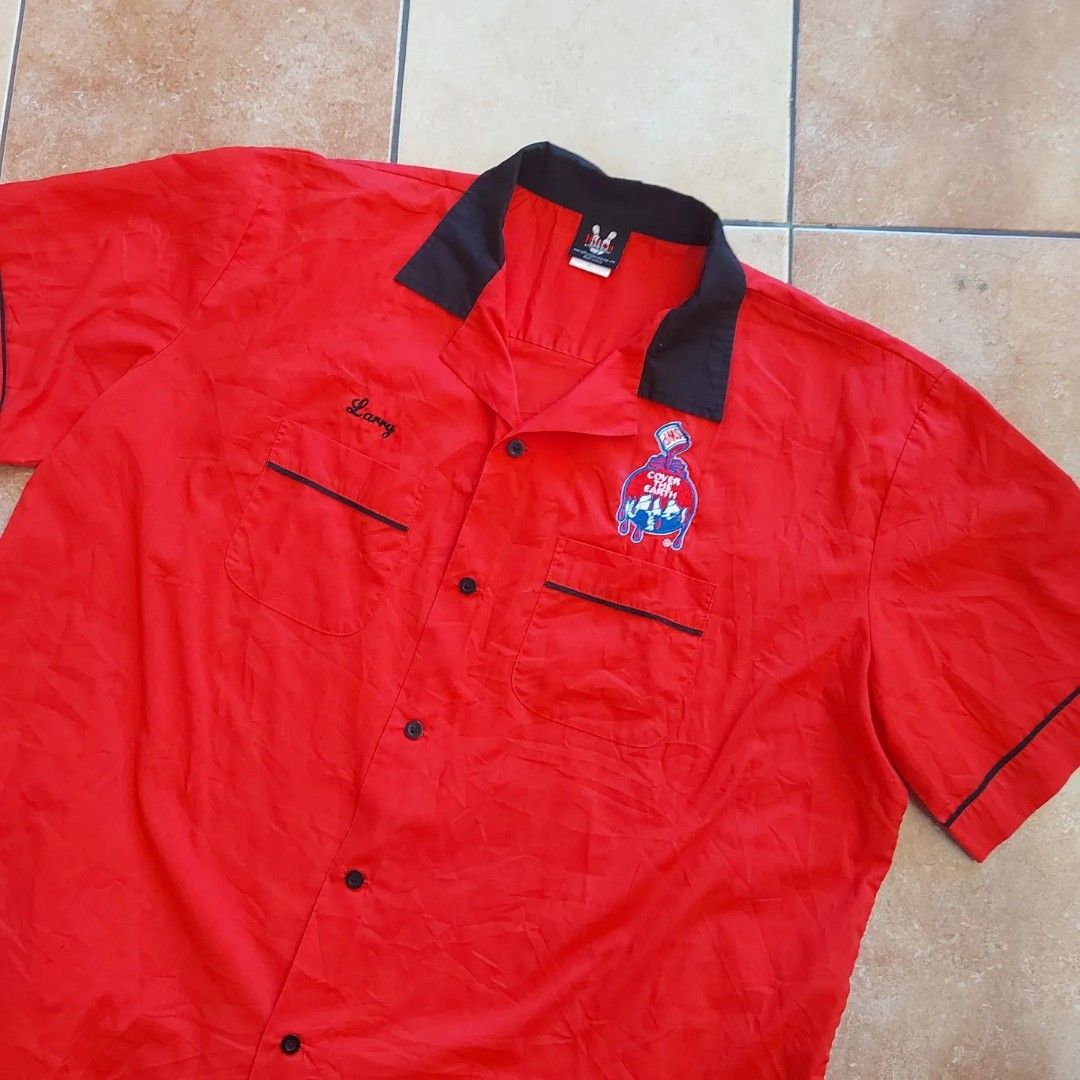 Hilton Bowling Shirt, Box Shirt, Made in USA, Men's Size Medium unclear brown type Vintage Second Hand