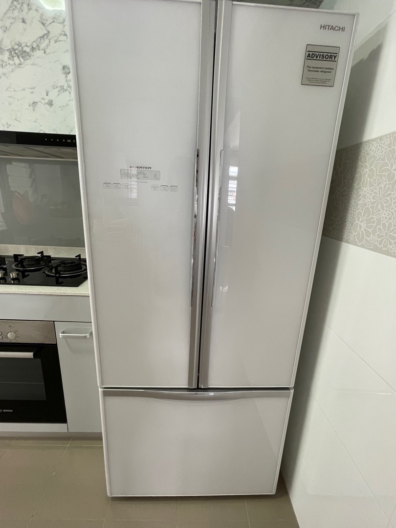 Hitachi Fridge RWB550P2MS French bottom freezer, TV & Home Appliances, Kitchen Appliances
