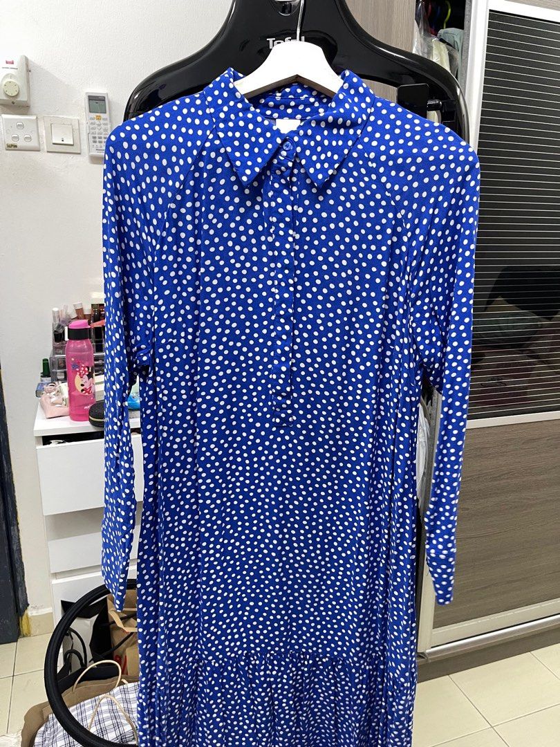 H M BLUE POLKA DOT DRESS Women s Fashion Dresses Sets Dresses