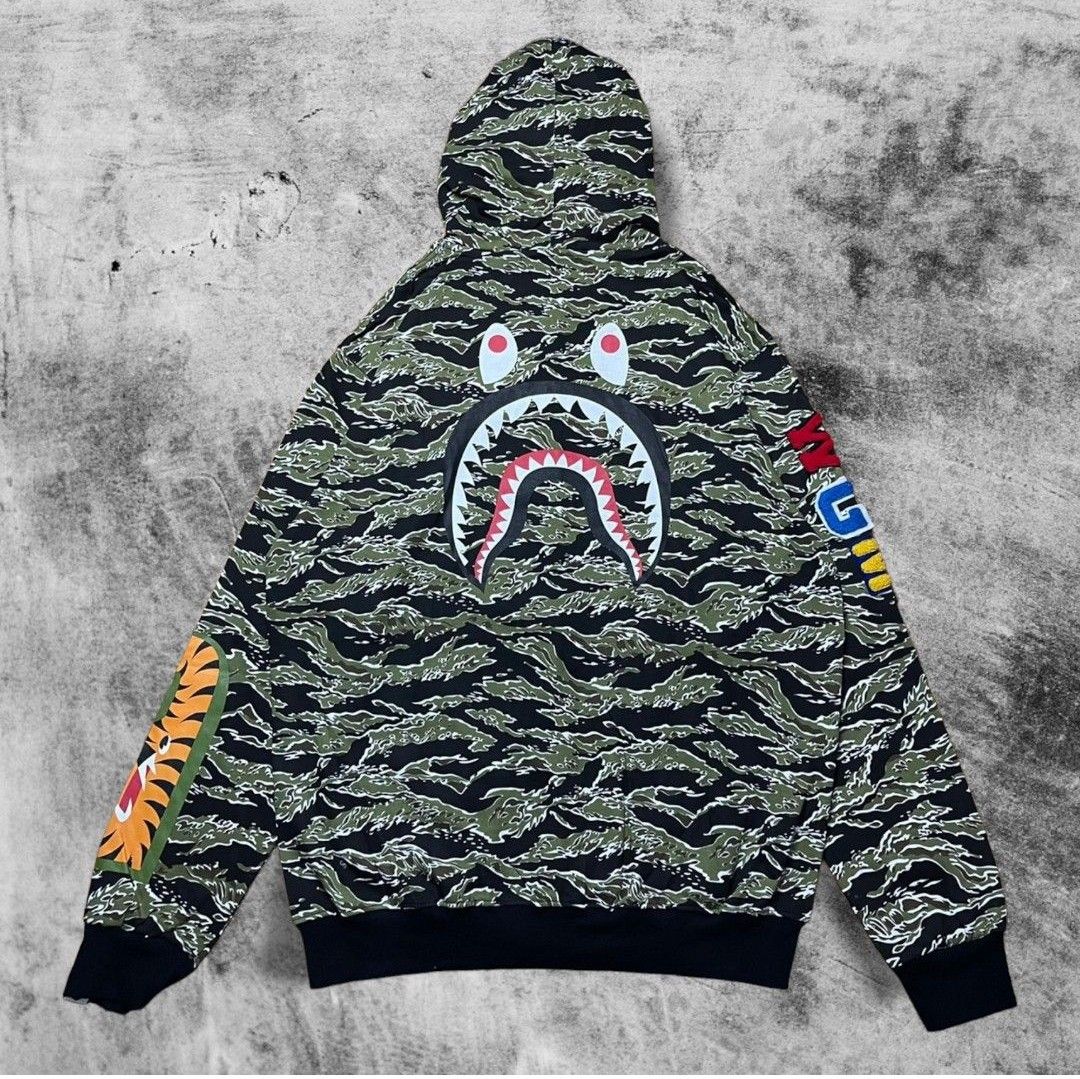 Bape shark tiger hoodie hot sale