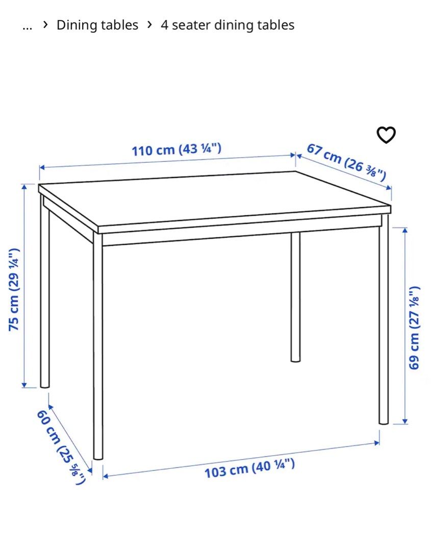 IKEA 4 seater Dining Table, Furniture & Home Living, Furniture, Tables
