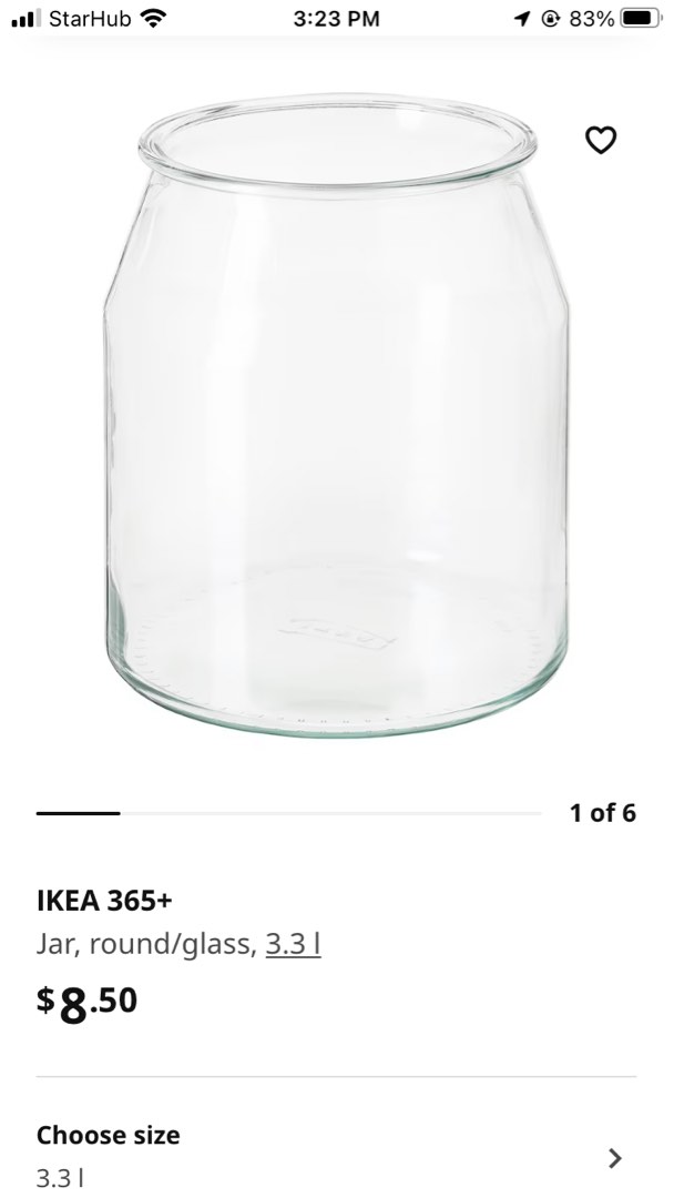 IKEA glass jar without cover, Furniture & Home Living, Kitchenware
