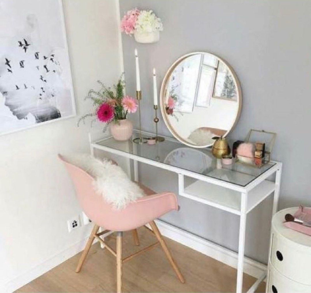 Ikea Vittsjo Laptop Table, White/Glass (100x36cm), Furniture & Home