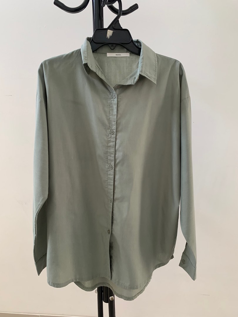Kemeja sage green preloved, Women's Fashion, Women's Clothes, Tops on ...
