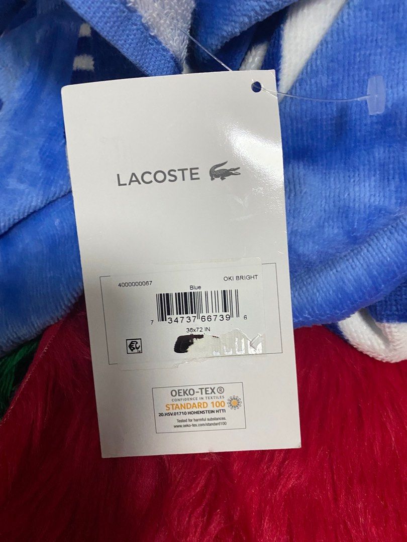 Lacoste Beach Towel (Category: Bedding & Towels) located in Caloocan City. Submitted by rowee27 (Listing ID 1208993873, Image 3). Description: Brandnew Original 36x 72 inches Bought in 🇺🇸.