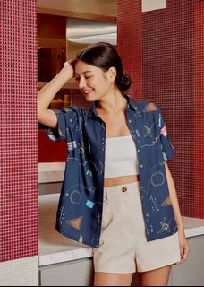 Love, Bonito Baylin Relaxed Cuffed Shirt in Sunny Scribbles
