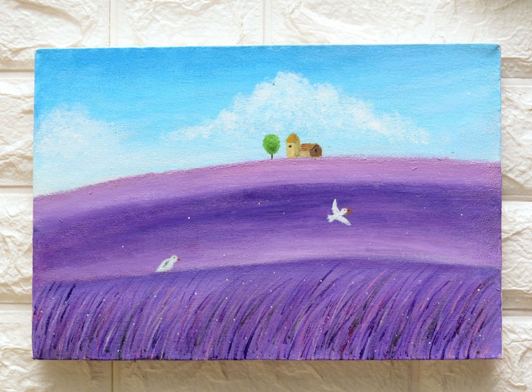 Lukisan Kanvas Canvas /Painting Asli-NOT PRINTING 20x30 SIMPLE NATURE,  Desain & Kerajinan Tangan, Karya Seni di Carousell