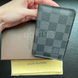Louis Vuitton Pocket Organizer Wallet Gunmetal Silver Taiga