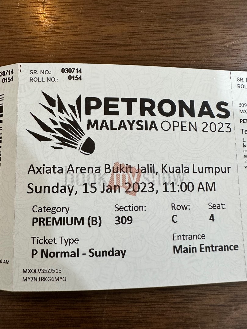 Malaysia Open 2023 final - premium b tickets x 3 , Tickets & Vouchers