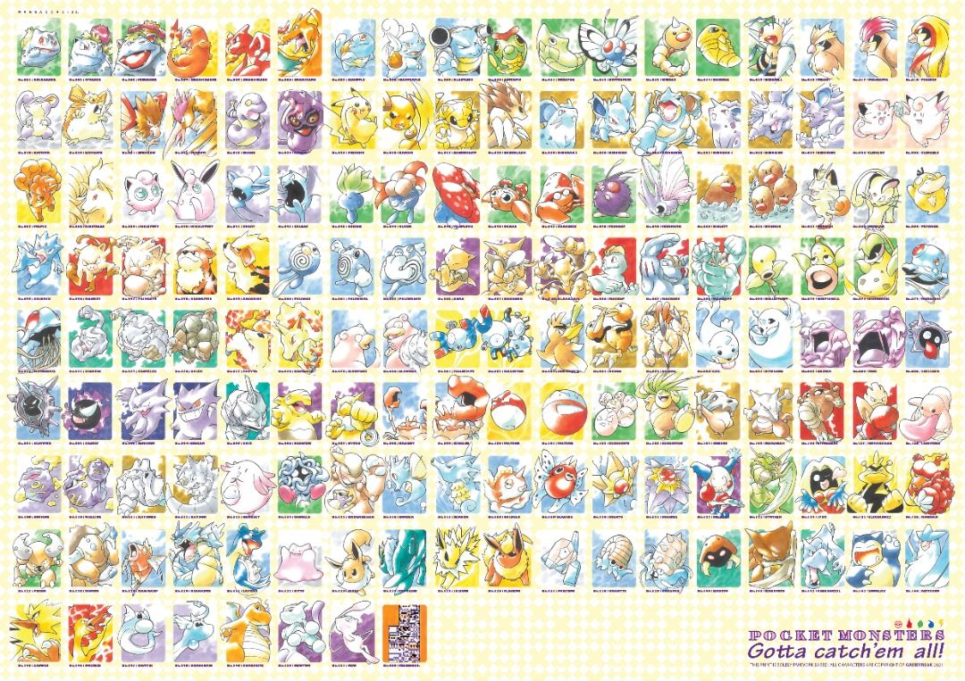 Pokemon the Original 151 Pocket Monsters Art Poster Generation 1 