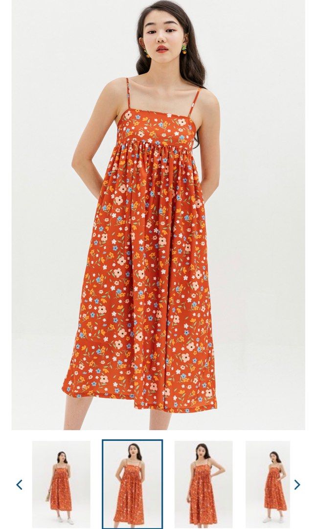 britta red dress Long Draped Dress with Thin Straps