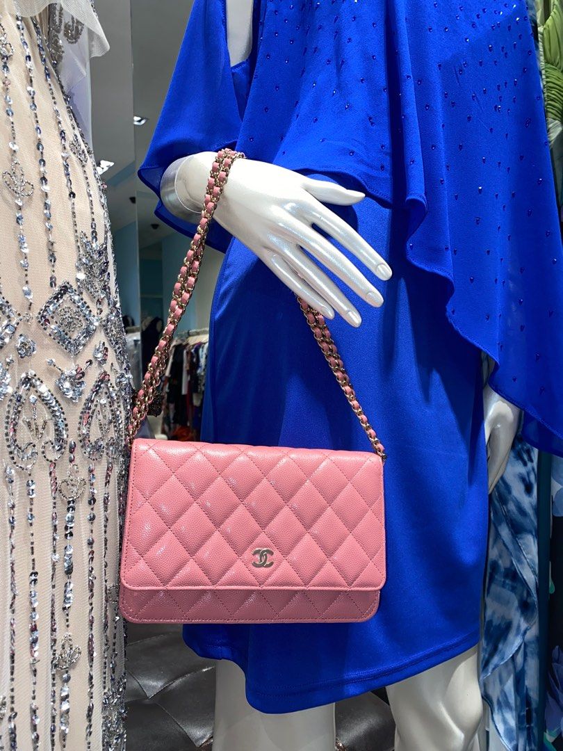 Chanel pink discount and blue bag