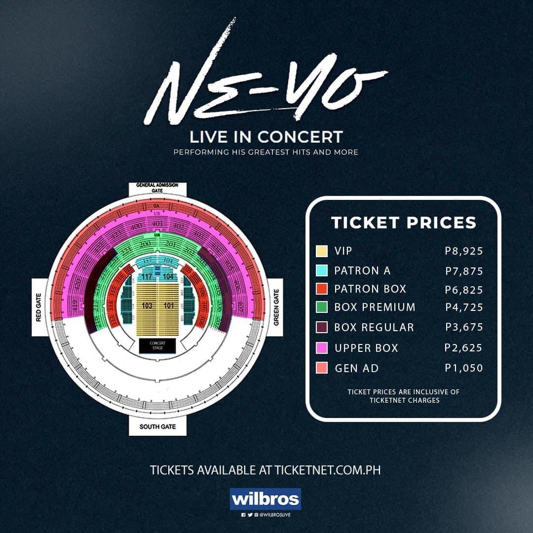 NEYO CONCERT TICKETS 6PM LOWERBOX A ADJACENT SEATS, Tickets & Vouchers