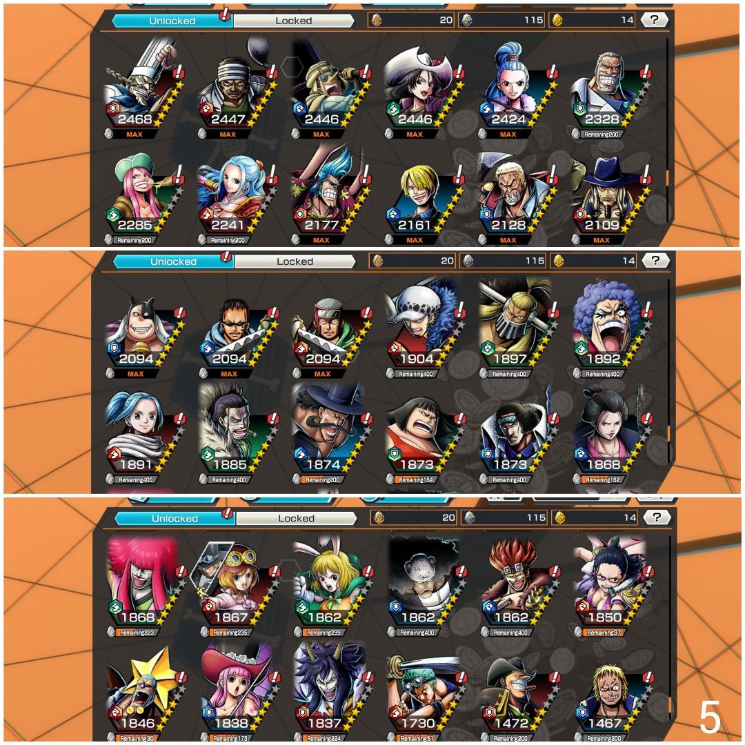 OPBR Account] 4 Extreme Max, Extreme Shanks FR Max, Extreme Olin Max, Extreme Roger Max, Extreme Yamato Max, HyperBoost 6, 49 Medals Max, Global