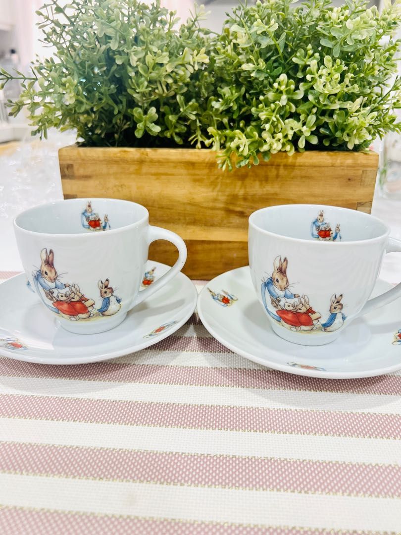 Peter Rabbit tea cup with saucer x 2 set, Furniture & Home Living