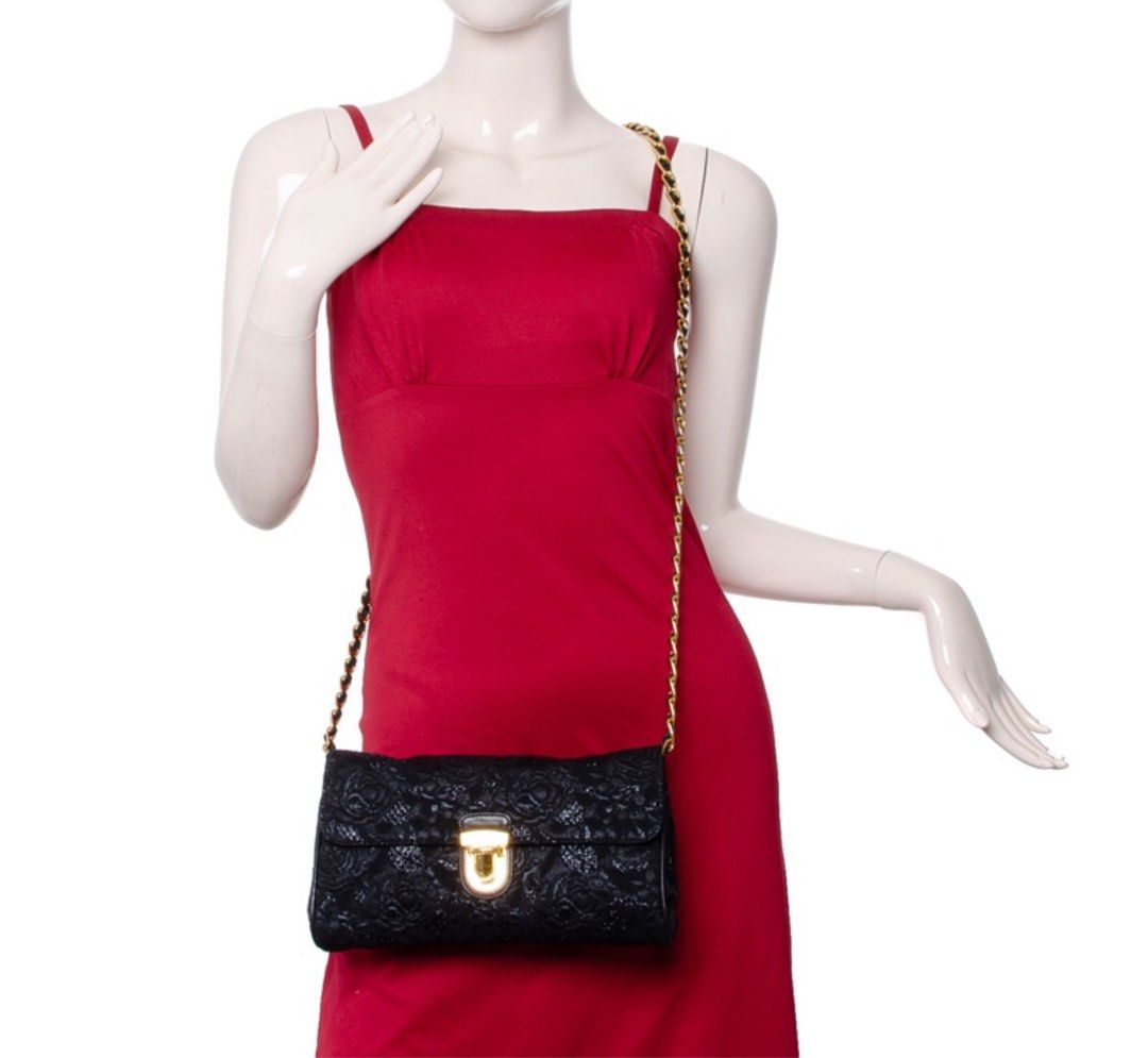 Prada Pattina Tessutto Lurex Shoulder Bag Small Black in Nylon with  Gold-tone - US