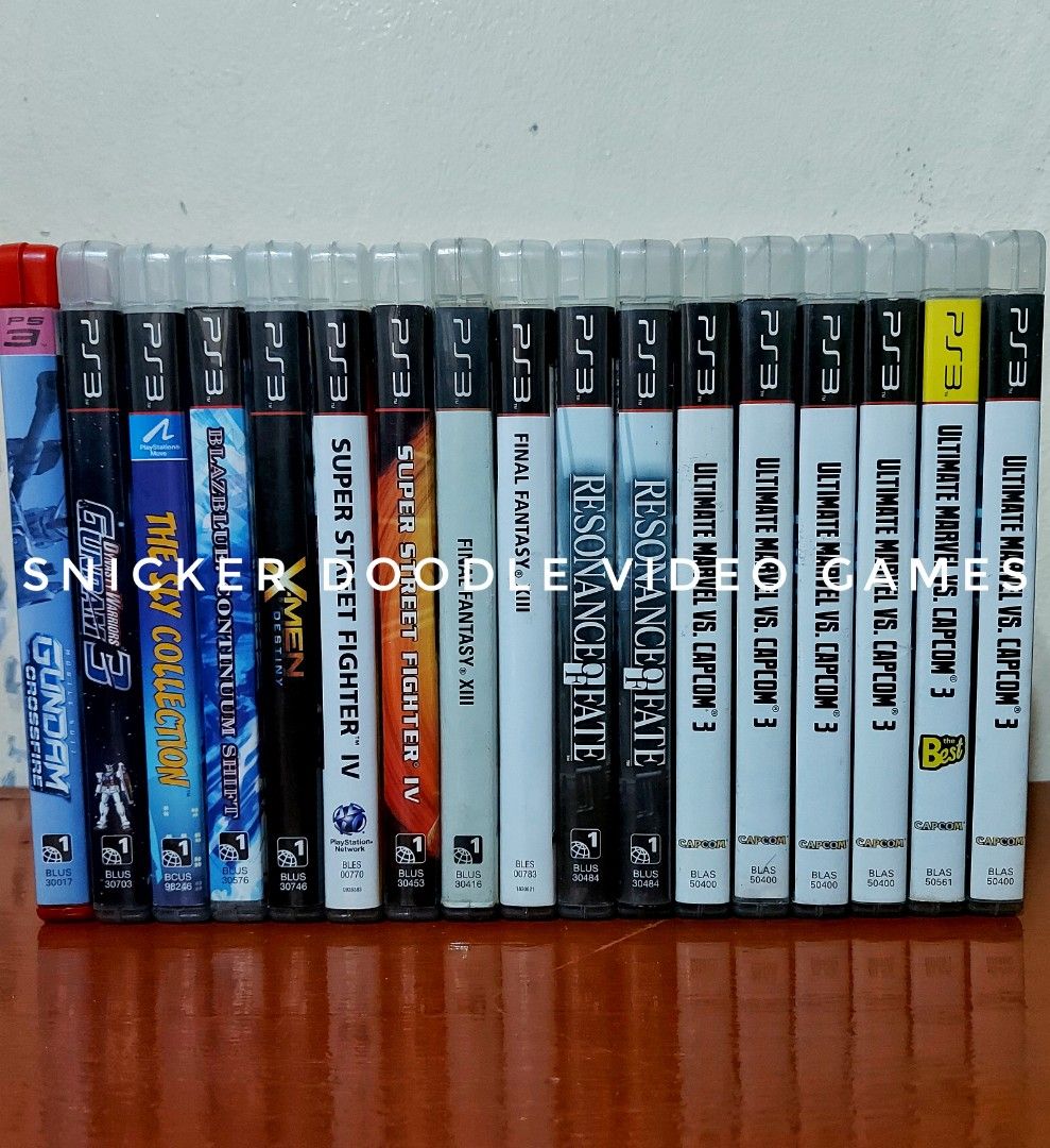 PS3 GAMES COMPLETE WITH MANUAL (Category: PlayStation) located in Manila. Submitted by watchesvideogamestoys (Listing ID 1208983668, Image 1). Description: PS3 GAMES COMPLETE WITH MANUAL: Mobile Suit Gundam Crossfire - PhP800 Dynasty Warriors Gundam 3 - PhP1,100 The Sly Collection - PhP2,300 Blazblue: Continuum Shift - PhP600 X-Men Destiny - PhP800 Super Street Fighter IV - PhP800 Super Street Fighter IV R1 - PhP1,000 Final Fantasy XIII - PhP500 