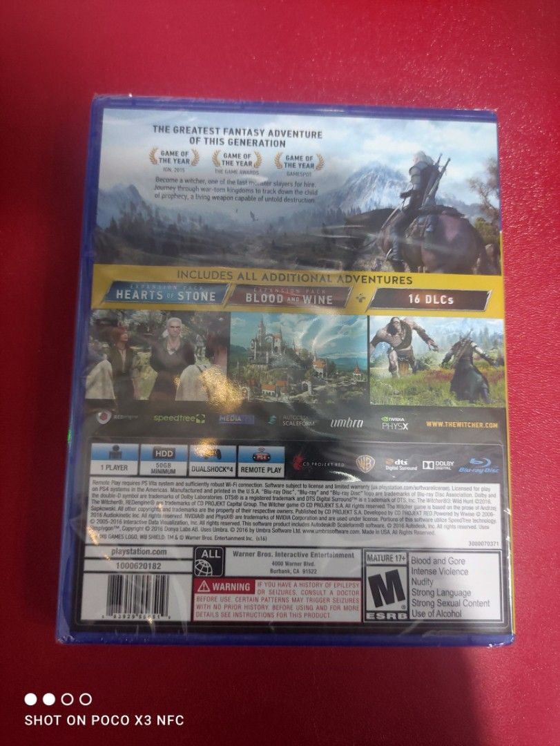 PS4 THE WITCHER WILD HUNT COMPLETE ED.(R3) (Category: PlayStation) located in Makati City. Submitted by yomyom_onlineshop (Listing ID 1208929776, Image 2). Description: For Sale Only Brandnew Sealed No To trade/SWAP Delivery within the day Taguig Market Market Can book Via lalamove Less Time Less Effort Cod,Gcash,Banktransfer.