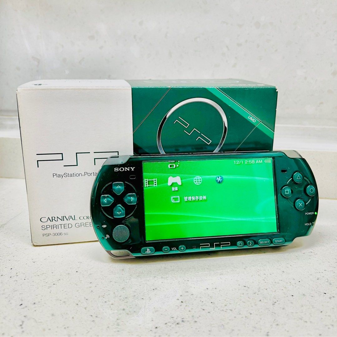 PSP-3000 墨綠色32gb 全套有盒, 電子遊戲, 電子遊戲機, PlayStation