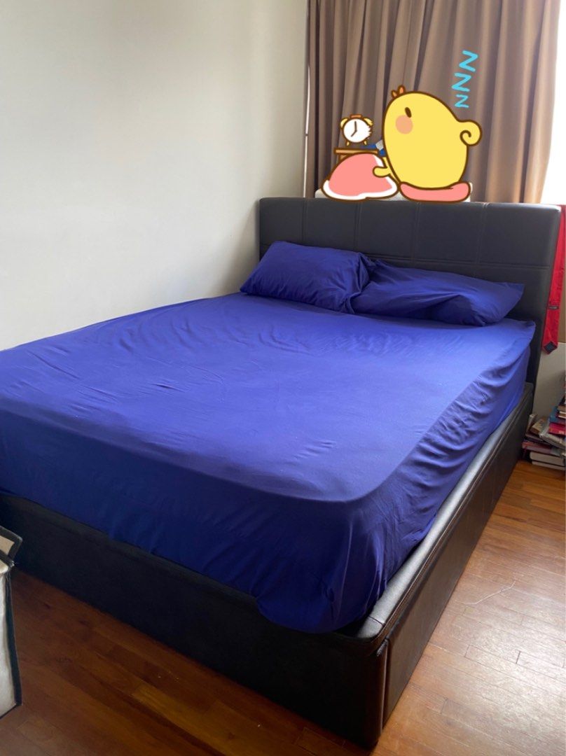 Queen size bed with storage, Furniture & Home Living, Furniture, Bed