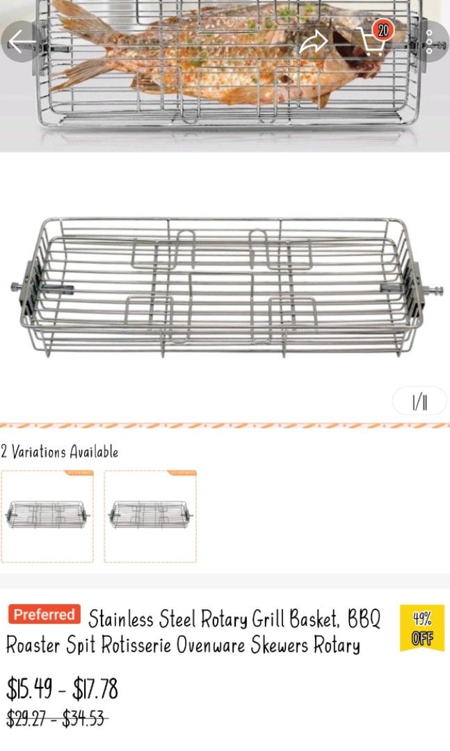 Rotisserie Basket Fish grilling, Furniture & Home Living, Kitchenware & Tableware, Other