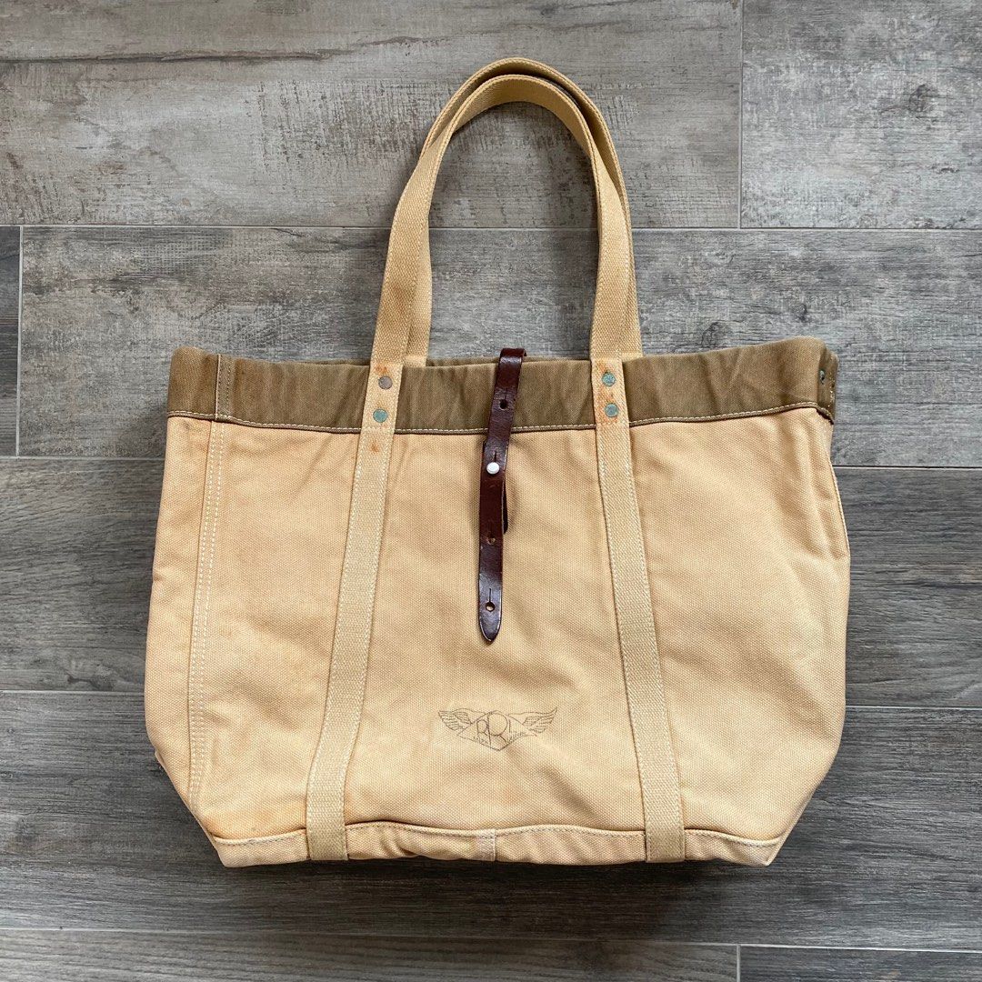 RRL DOUBLE RL VINTAGE HEAVY DUTY CANVAS TOTE BAG LEATHER GARMENT