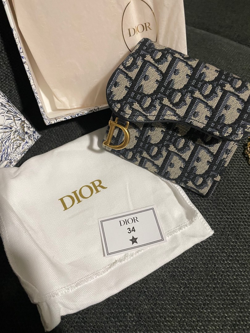 Saddle Lotus Wallet Blue Dior Oblique Jacquard, DIOR in 2023