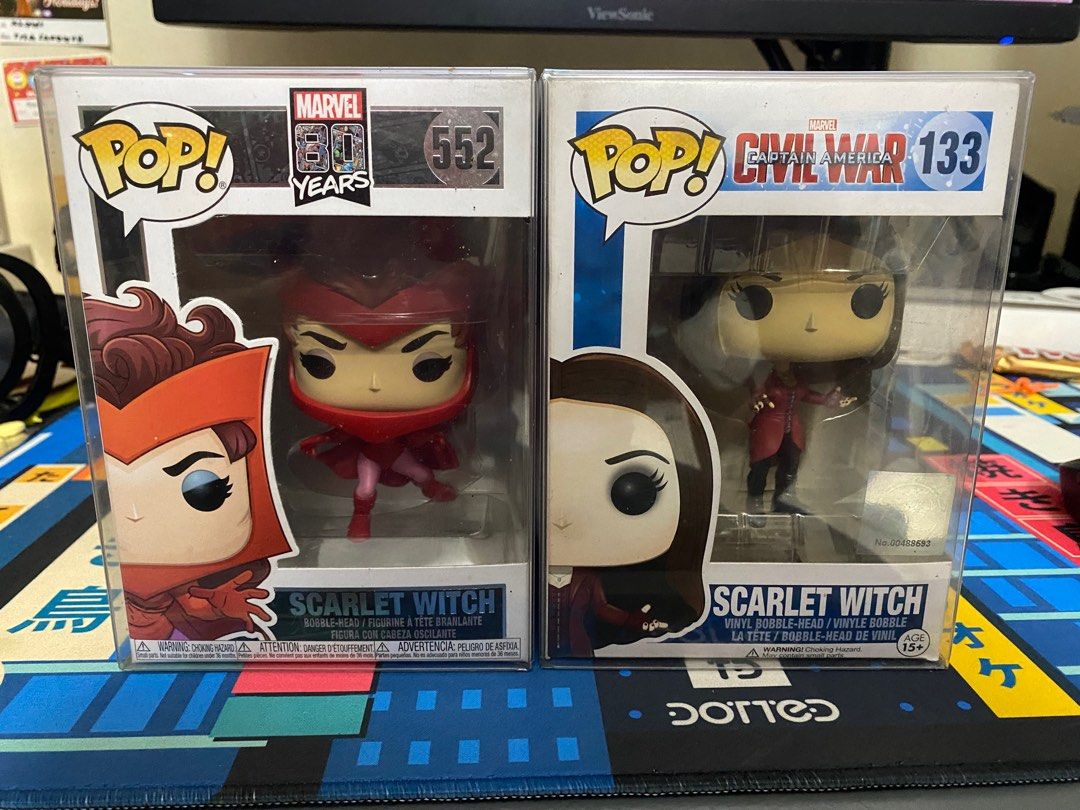 Scarlet Witch (Vaulted & First Appearance) Funko Pop - Bundle (Category: Figurines & Statues) located in Malabon City. Submitted by rarappp (Listing ID 1208990808, Image 1). Description: Sold as a bundle but can be sold individually also. Selling (If individually) Scarlet Witch (Civil War) - 2.5k Scarlet Witch (First Appearance) - 700 If bundle - 3000 Both NOOB and box condition are both 9/10. Comes with a free protector. RFS: Need funds for upco
