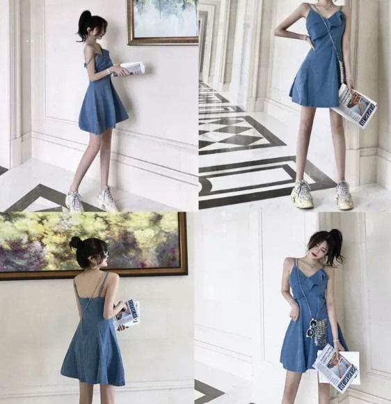 Sexy Spaghetti strap Denim dress L Women s Fashion Dresses Sets Dresses on Carousell