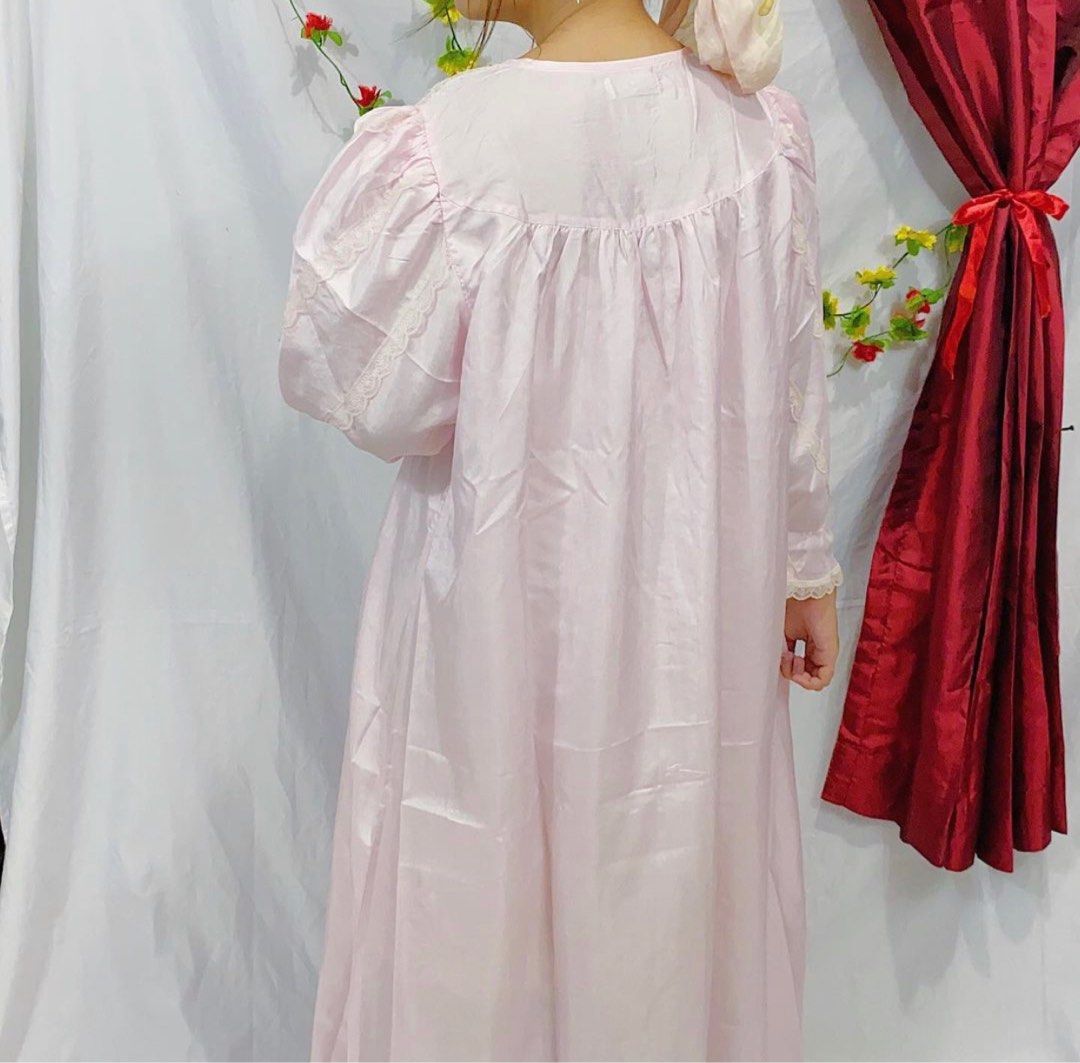 Silk Cottagecore Princess Sleeping Gown Daster Coquette, Fesyen Wanita